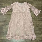 JODIFL Boho Hippie Blush Pink Dress Embroidered Sheer Mesh Over Lining Size M/L Photo 8
