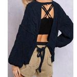 POL Black Enola Open Tie Back Oversized Sweater Size Large Photo 0