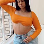 Princess Polly  Becca Long Sleeve Crop Top in Orange Curve Photo 9