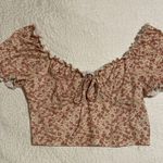 SheIn Pink and Yellow Ditsy Ruffle Floral Top Photo 1