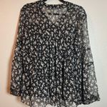 English Factory Women Size Medium Black Floral Flowy Blouse Top Long Sleeve Photo 8