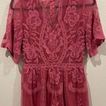 Honey Punch Raspberry Lace Romper Photo 1