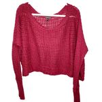 EXPRESS  Maroon Oversized Open Cable Knit Cropped Sweater Small Photo 0
