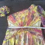 Women’s Floral One Shoulder Lightweight Summer Dress Leg Slit Cut Outs Size L Yellow Size L Photo 8