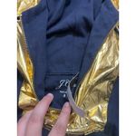 J.Crew NWT Women J.‎ Crew Blue Gold Foil Hood Quarter Zip Sweatshirt Hoodie S Anorak Photo 5