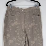 Tahari  Women’s Floral Embroidered Ankle Pants Beige Size 10‎ Nylon Rayon Hi rise Photo 5