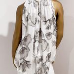 Prologue Women's White Grey Floral Print Sleeveless Silky Halter Top Size M Photo 4
