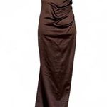 Brown satin maxi formal dress Photo 1