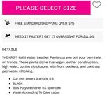 The Kript Dolls Kill -  Kalki Vegan Leather Pants with Circular Top Stitching Photo 10