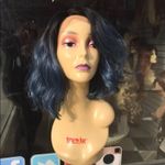 Blue curly Short bob Lacefront wig Ombre Photo 0
