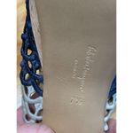 Salvatore Ferragamo SAJA Platform Sandal Womens 7.5 Blue Block Heel Slip-On S27 Photo 5