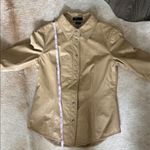 Frenchi Beige genuine Leather shirt Jacket shacket size small Tan Photo 6