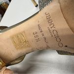 Jimmy Choo  Silver Gold Sparkle Strappy Heels Womens 9 Leather Glitter Glam Shoe Photo 7