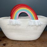 Jumbo rope bag sturdy rainbow handle basket Easter beach tote vacation purse Red Photo 10