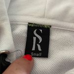 Style Reform Women’s White Zip Up Arrow & Stripe Hoodie Sweatshirt White Photo 4