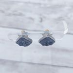 Vintage Clip On Earrings Dark Grey/Black Diamond Shape Photo 4