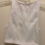 Cotton On Womens White Ribbed Crop Tank Top M L High Neck Bust 28” 30” 32” Photo 0