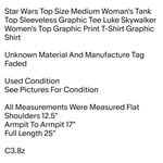 Star Wars Top Size Medium Woman's Tank Top Sleeveless Graphic Tee Luke Skywalker Photo 1