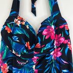 Trimshaper black tropical print floral slimming control halter swim top 24W NEW Photo 4
