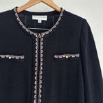 St. John  Collection Jacket 8 Black Pink Santana Knit Embellished Trim Elegant Photo 1
