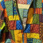 Patchwork hoodie handmade Multicolor 1/2 Zip Women Medium70s Boho Hippie Funky l Orange Size M Photo 3