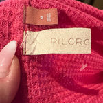 Pilcro  PINK THERMAL WAFFLE KNIT DEEP VNECK LONG SLEEVE PULLOVER LONG SLEEVE TOP Photo 3