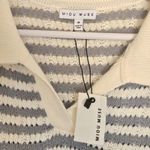 Miou Muse Striped Open Knit Midi Dress Collared Blue/White Size M NEW Blue Size M Photo 6