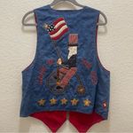 Vintage Americana‎ USA Tacky VEST handmade Patriotic Labor Day Size Large Red Photo 5
