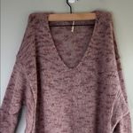 Free People  M Sweater Pullover Alpaca Mohair Blend V-Neck Purple Knit Long sleev Photo 2