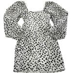 River Island  Dress Womens 4 US White Black Printed‎ Puff Sleeve Mini Photo 2