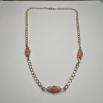 Avon Coral Pink Shade Station Bead Gold Tone Chain Necklace Signed 17 Inch Photo 8