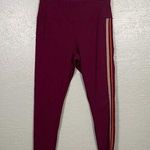 Free People Movement Women M Maroon Red Leggings Side Stripe Athletic Yoga Photo 0