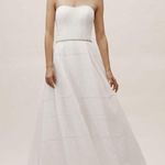 BHLDN NEW  Whispers & Echoes Bellevue Ivory White Linen Wedding Bridal Gown Sz 12 Photo 3
