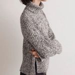 Madewell  Marled Wide Rib Knit Black White Turtleneck Sweater Size Small Photo 2