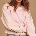 Lulus  Comfort Zone Pink Cropped Sweatshirt Photo 3