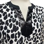 Susan Graver Long Sleeve Tunic Sequin Leopard Black Gray Tan 8 Photo 1