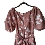 En Saison Monet Midi Puff Sleeve Square Neck Dress NWT Size XS Brown Photo 3