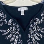Dress Barn Black & White Floral Vine Embroidered Embellished Tank Top Shirt 2XL Photo 2