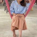 A New Day  Long Sleeve Button Down Boyfriend Shirt Subtle Sheen Blue Size Large Photo 3