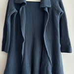 Carmen Marc Valvo  Steel Blue Cozy Open Front Cardigan Sweater, Size Small Photo 0