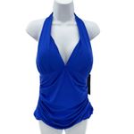La Blanca Island Goddess Halter Tankini Swim Top Royal Blue 12 NWT Resort Beach Photo 2