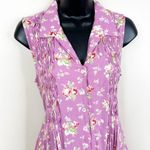 April Cornell Dress Womens XS Cottagecore Floral Print Sleeveless Button Front Pink Photo 2