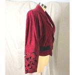 Vintage Phoenix Burgundy Black Suede Cutout Cropped Jacket M Art Western AS IS Red Size M Photo 2