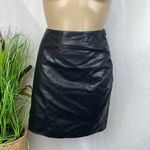 Line and Dot  Black Faux Leather Side Ruched Mini Skirt M Photo 1
