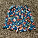 Erika Vintage 90s Blue Tropical Elastic Waist Shorts Size S/M Retro Photo 0