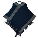 Cejon Y2K Black Poncho Cape Gold Metallic Fringe Boho Fall One Size Fits Most Photo 0