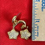 Villager  Liz Claiborne Rhinestone Stars Gold Tone Pierced Earrings Photo 4
