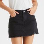 American Eagle High Waist Festival Black Denim Raw Hem Skirt Womens Sz 0 Photo 0