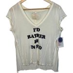 Abercrombie & Fitch  Sleepwear Cream Blue Sleep Tee Shirt Top Womens Size Medium Photo 0