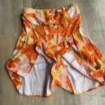 Sky to Moon  Strapless Floral Romper Orange Yellow Pink L Boho Festival Vacay Photo 2